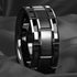 Men's 8mm Tungsten Black Grooved Bushed Brick Pattern Comfort-Fit Wedding Band